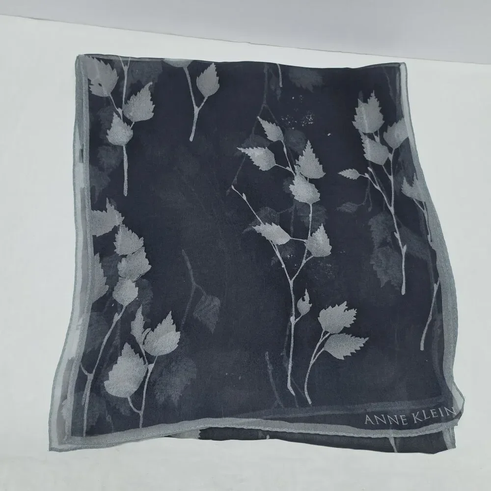 Vintage Designer Silk Scarf Bundle Of 3 Black White Gray Floral Paisley